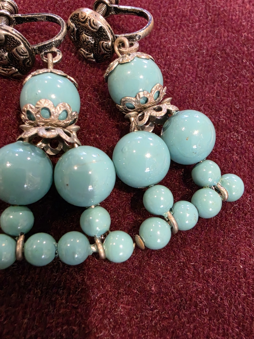 Turquoise Bead Drop Earrings - Unbranded